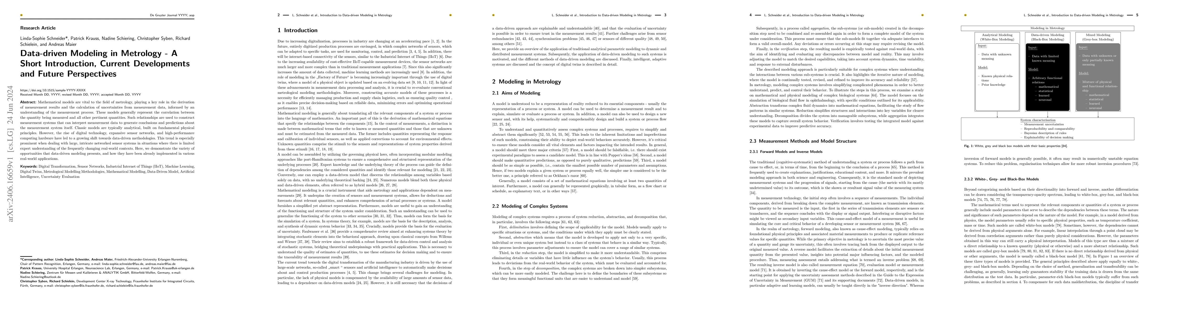Thumbnail for Data-driven Modeling in Metrology -- A Short Introduction, Current
  Developments and Future Perspectives