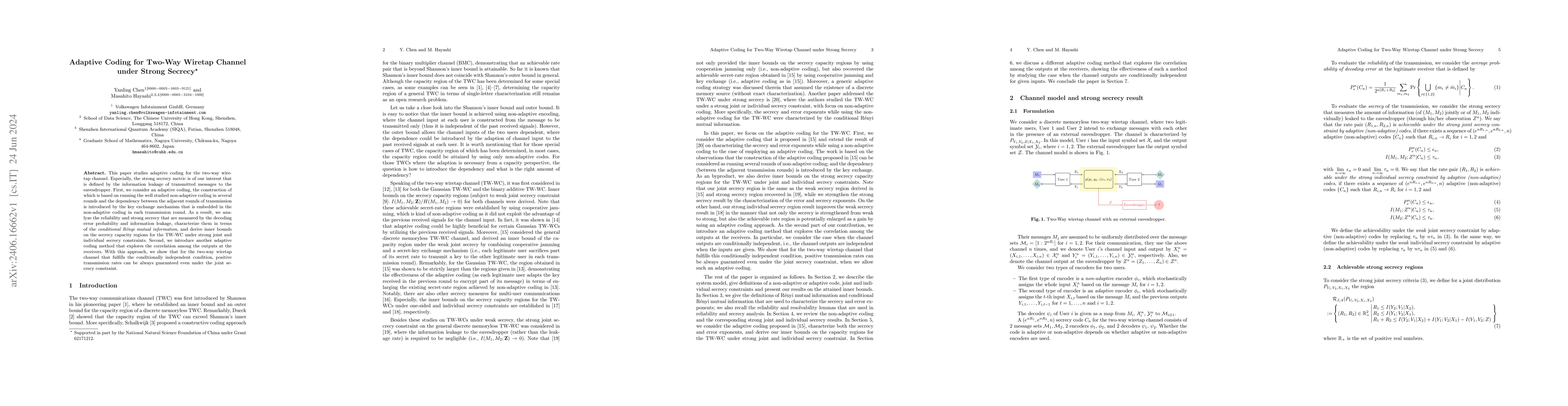 Thumbnail for Adaptive Coding for Two-Way Wiretap Channel under Strong Secrecy