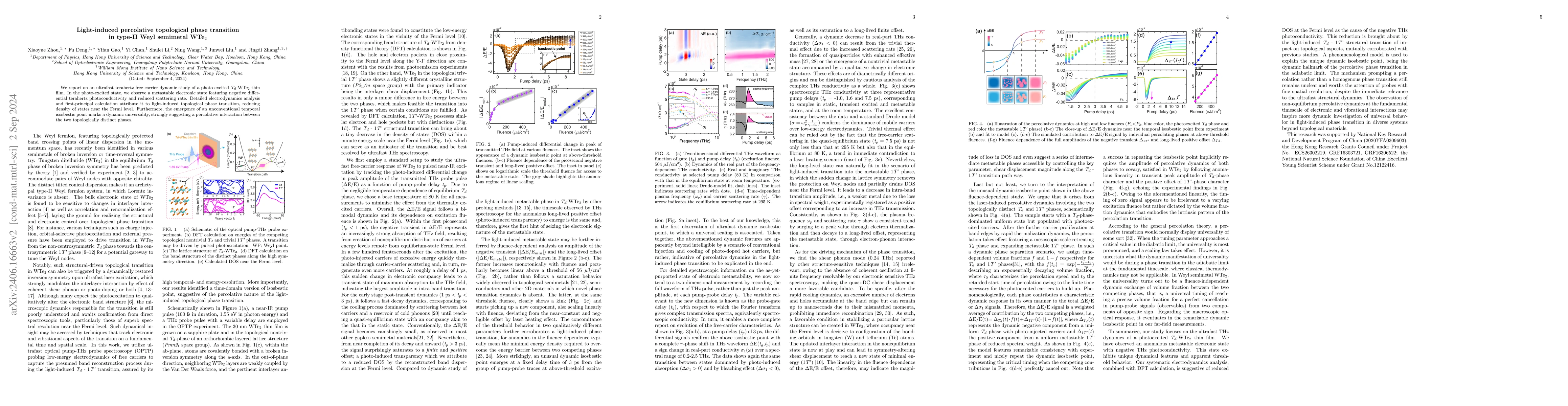 Thumbnail for Light-induced percolative topological phase transition in type-II Weyl
  semimetal WTe2