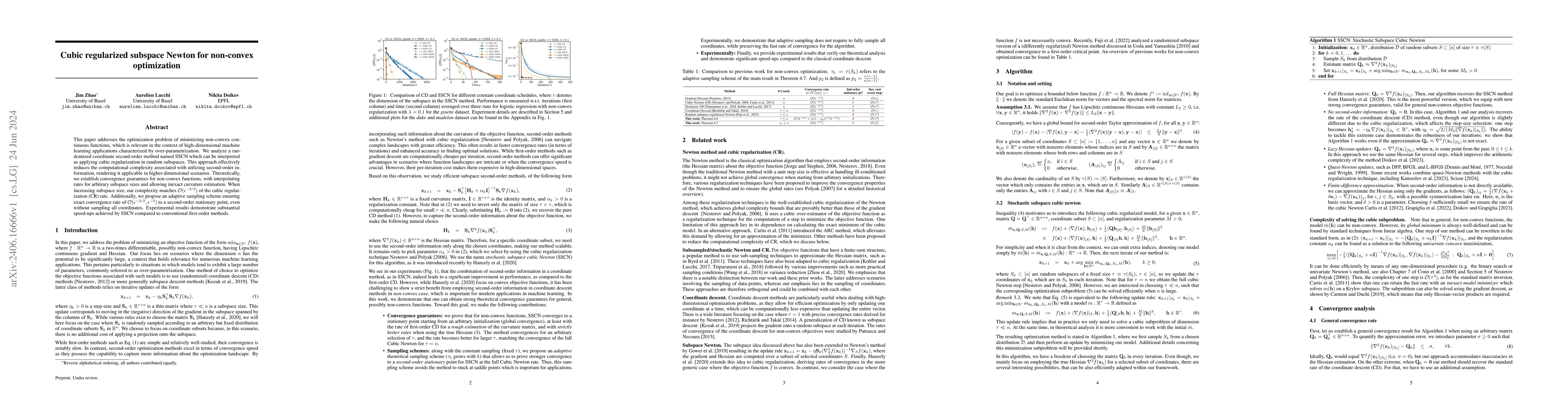 Thumbnail for Cubic regularized subspace Newton for non-convex optimization