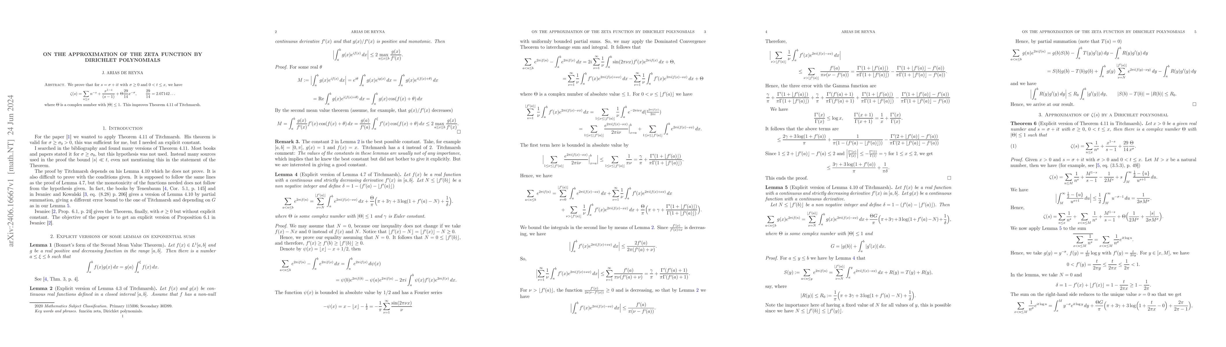 Thumbnail for On the approximation of the zeta function by Dirichlet polynomials
