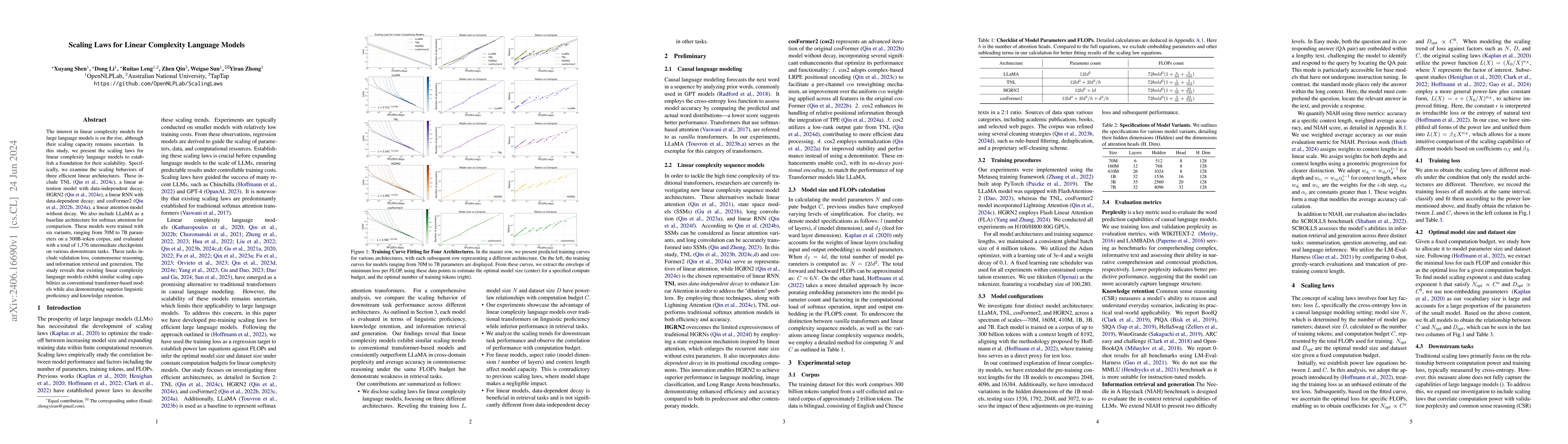 Thumbnail for Scaling Laws for Linear Complexity Language Models