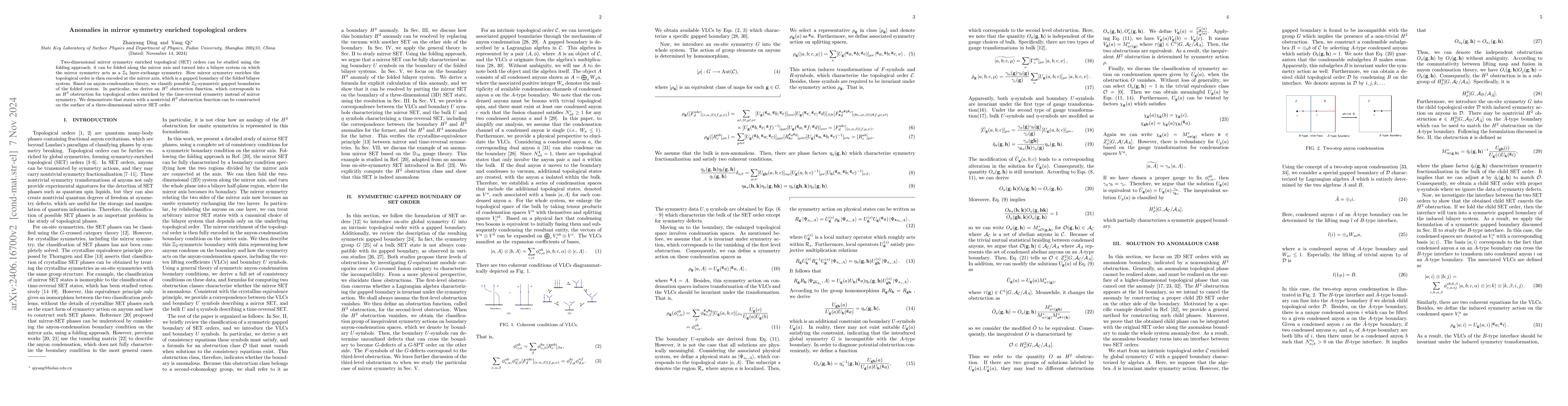 Thumbnail for Anomalies in mirror symmetry enriched topological orders