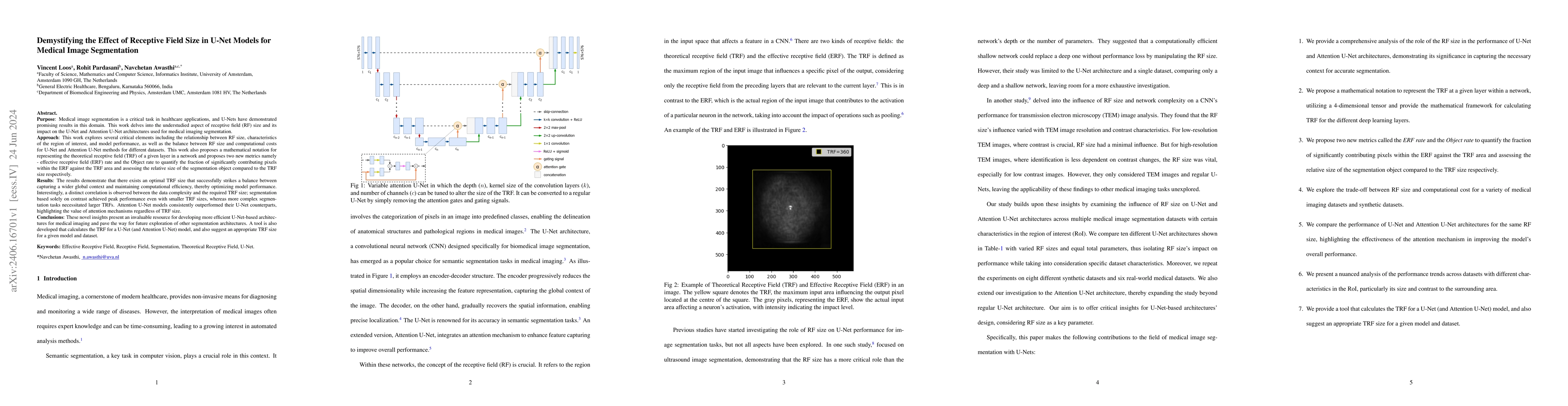 Thumbnail for Demystifying the Effect of Receptive Field Size in U-Net Models for
  Medical Image Segmentation