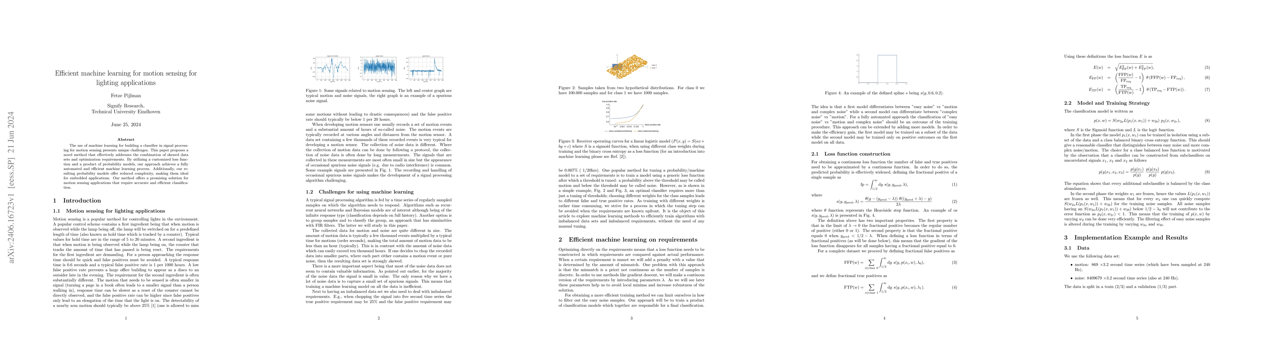 Thumbnail for Efficient machine learning for motion sensing for lighting applications