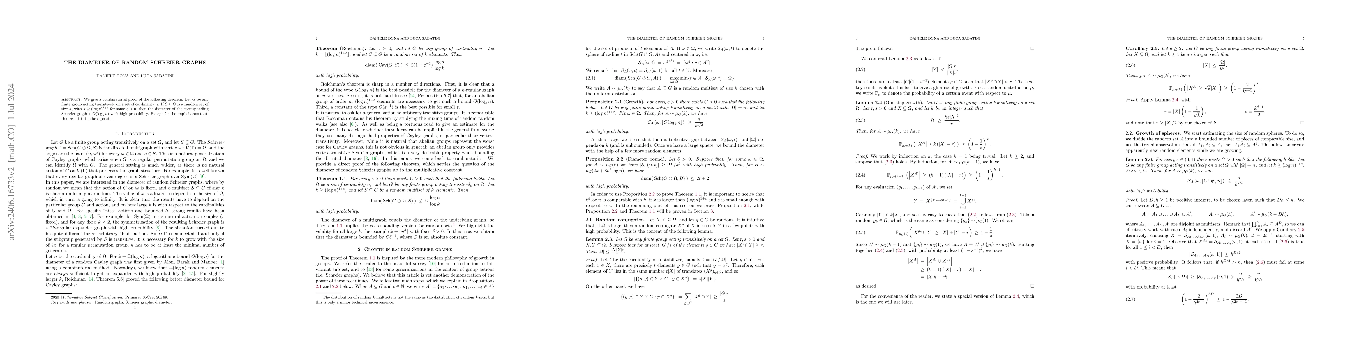 Thumbnail for The diameter of random Schreier graphs