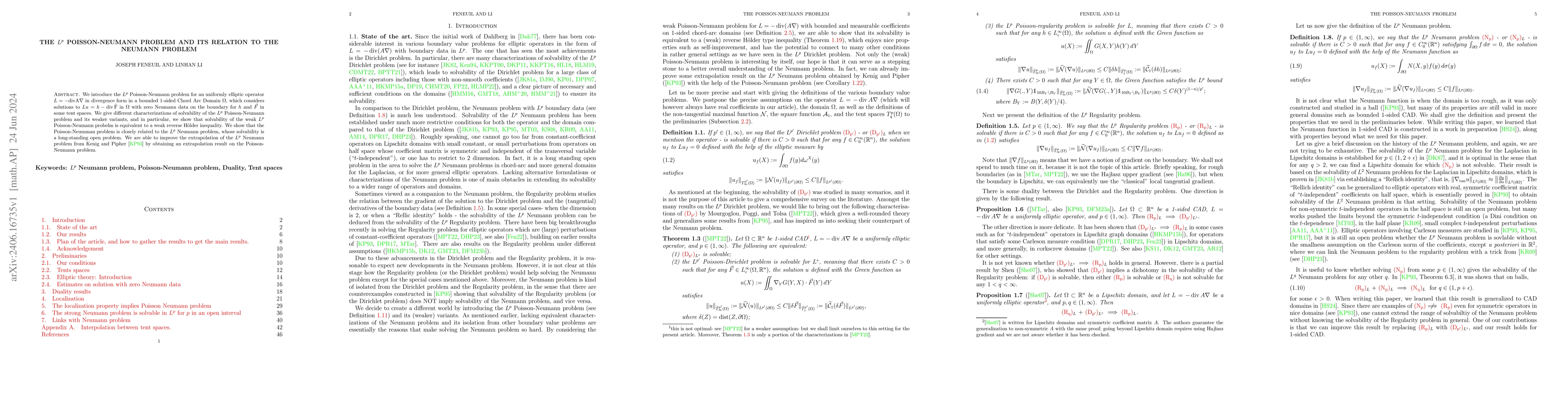 Thumbnail for The $L^p$ Poisson-Neumann problem and its relation to the Neumann
  problem