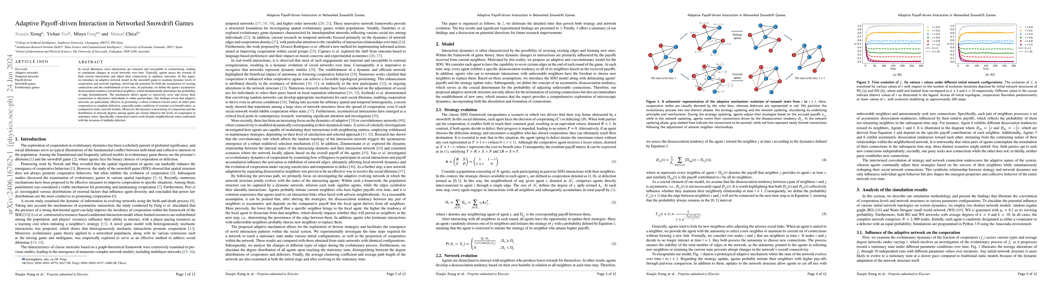 Thumbnail for Adaptive Payoff-driven Interaction in Networked Snowdrift Games