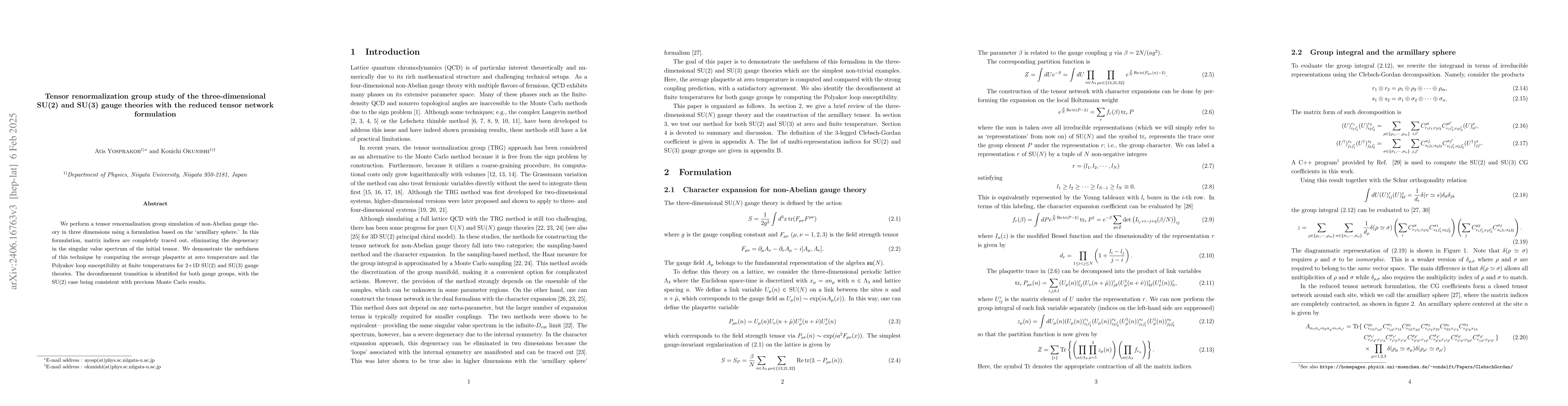 Thumbnail for Tensor renormalization group study of the three-dimensional SU(2) and
  SU(3) gauge theories with the reduced tensor network formulation