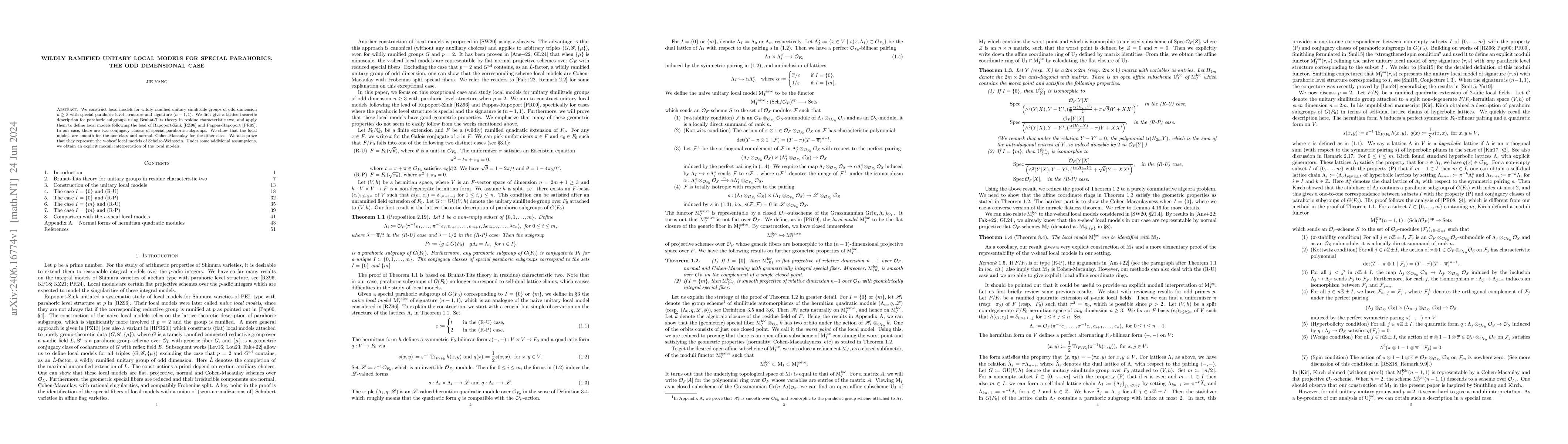 Thumbnail for Wildly ramified unitary local models for special parahorics. The odd
  dimensional case