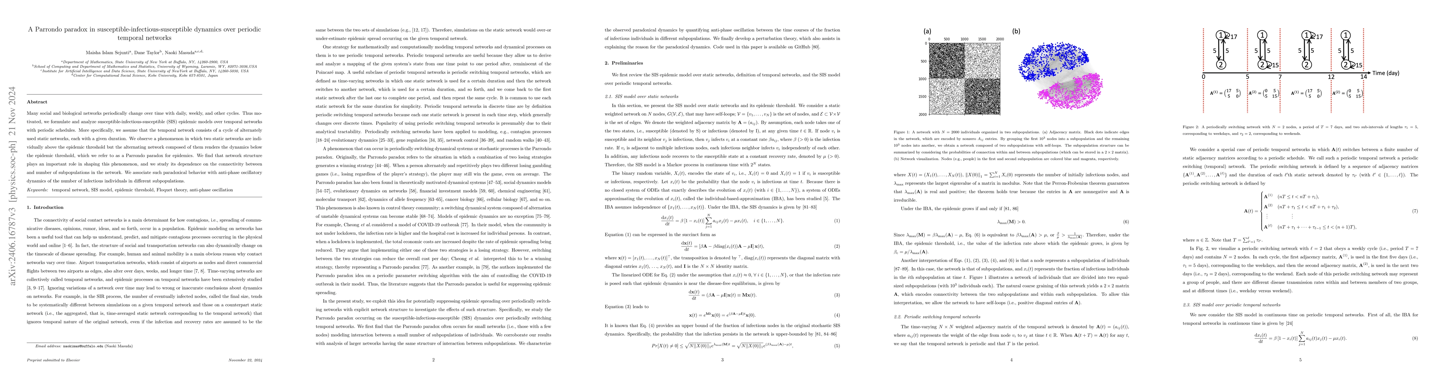 Thumbnail for Parrondo's paradox in susceptible-infectious-susceptible dynamics over
  periodic temporal networks