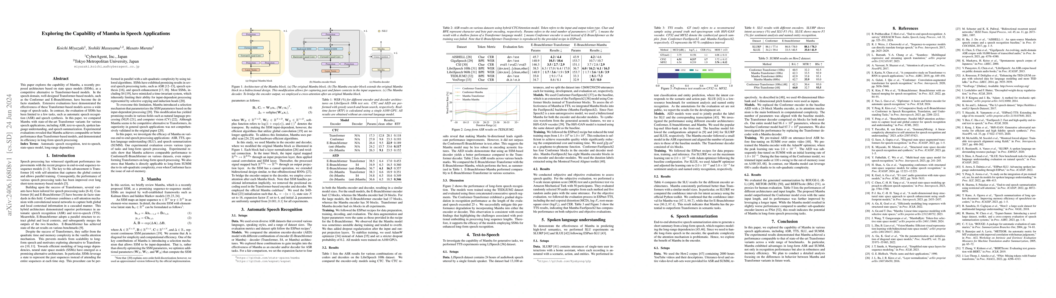 Thumbnail for Exploring the Capability of Mamba in Speech Applications