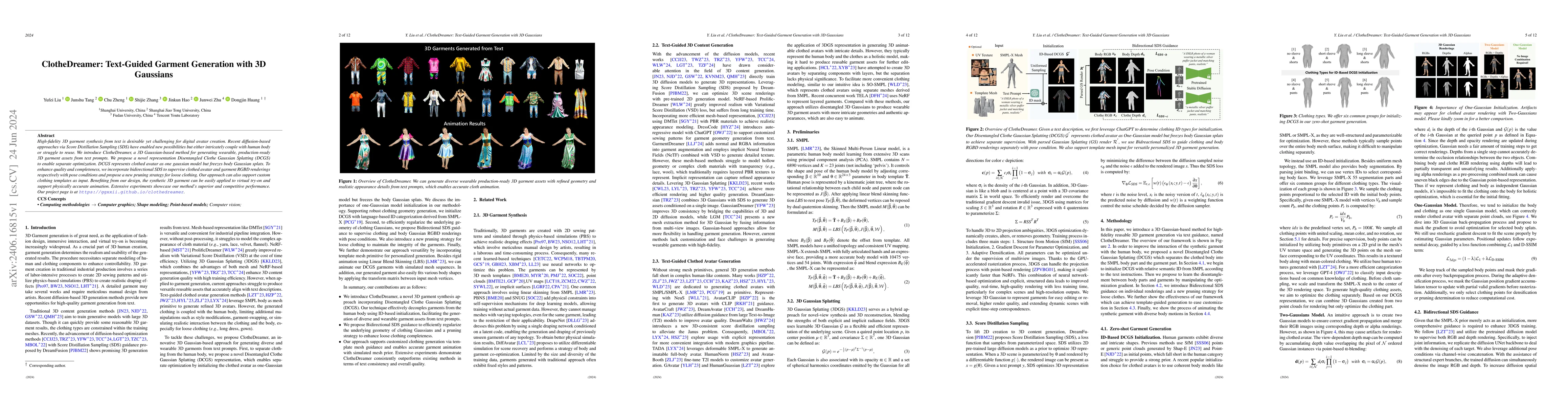 Thumbnail for ClotheDreamer: Text-Guided Garment Generation with 3D Gaussians