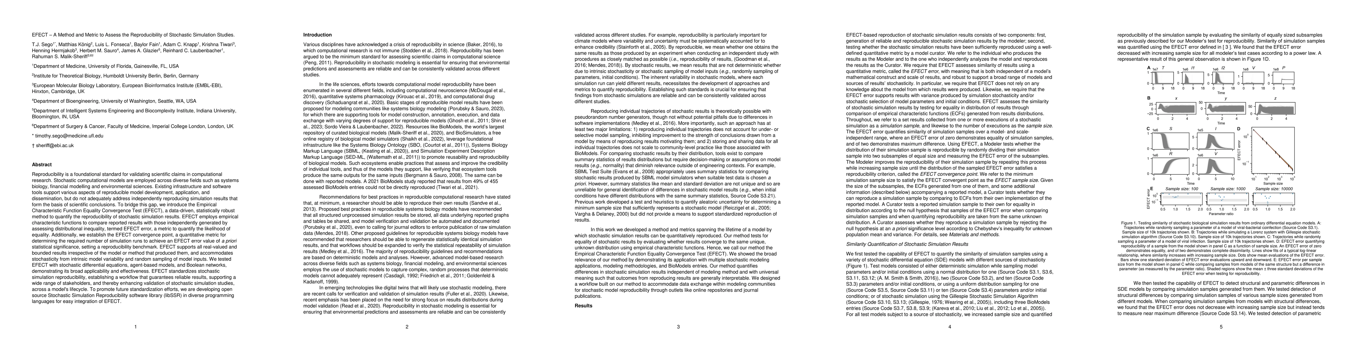 Thumbnail for EFECT -- A Method and Metric to Assess the Reproducibility of Stochastic
  Simulation Studies