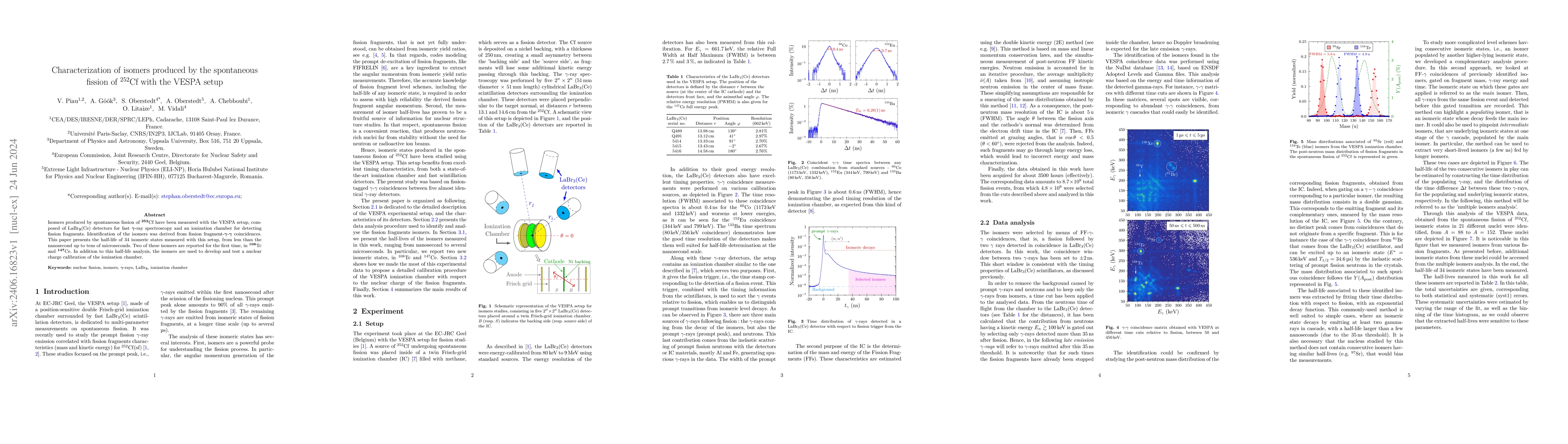 Thumbnail for Characterization of isomers produced by the spontaneous fission of
  ${}^{252}$Cf with the VESPA setup