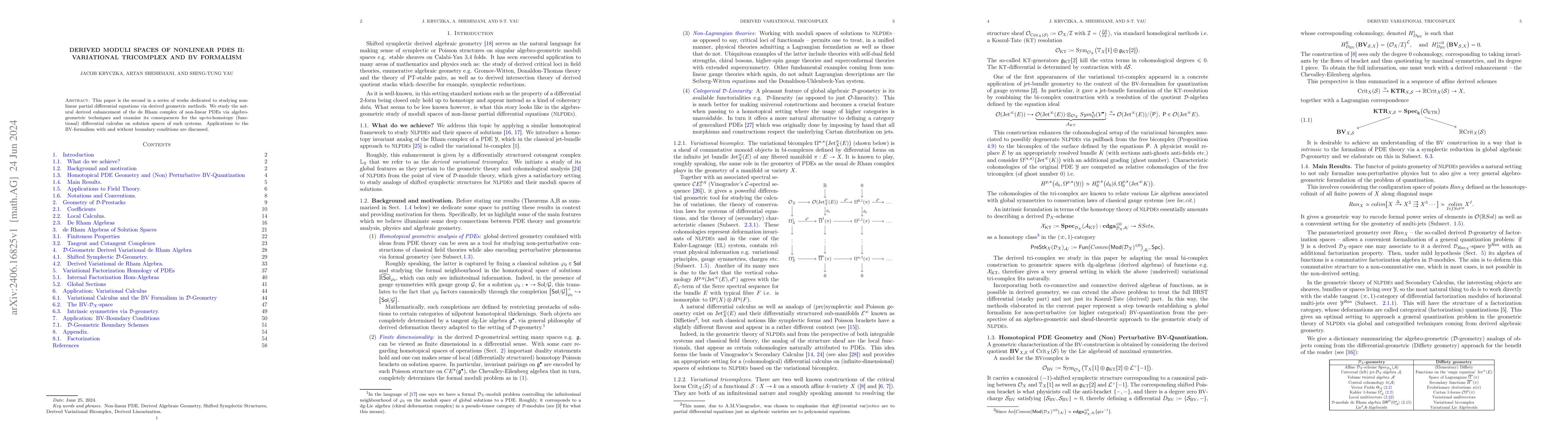 Thumbnail for Derived Moduli Spaces of Nonlinear PDEs II: Variational Tricomplex and
  BV Formalism