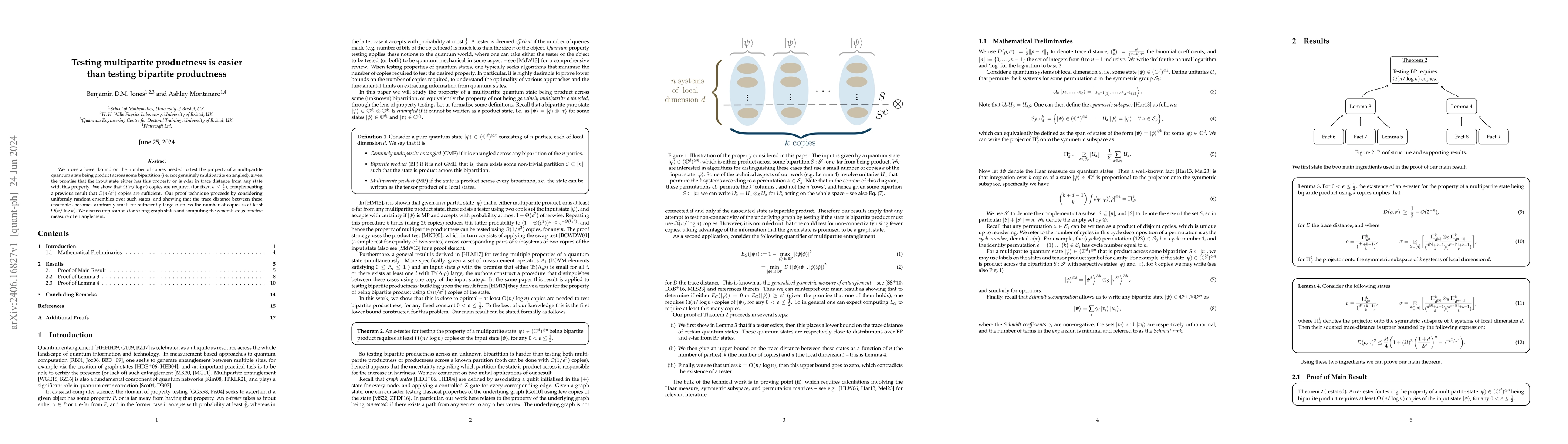 Thumbnail for Testing multipartite productness is easier than testing bipartite
  productness