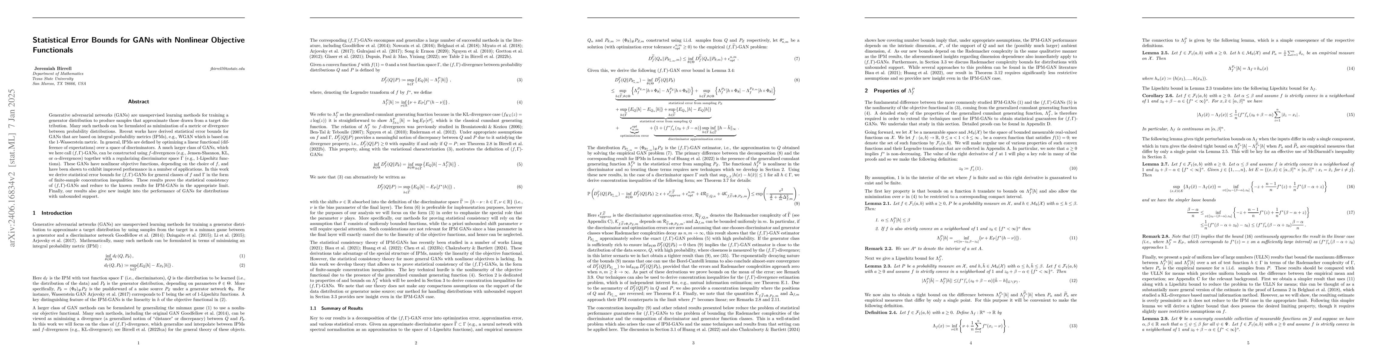 Thumbnail for Concentration Inequalities for $(f,Γ)$-GANs