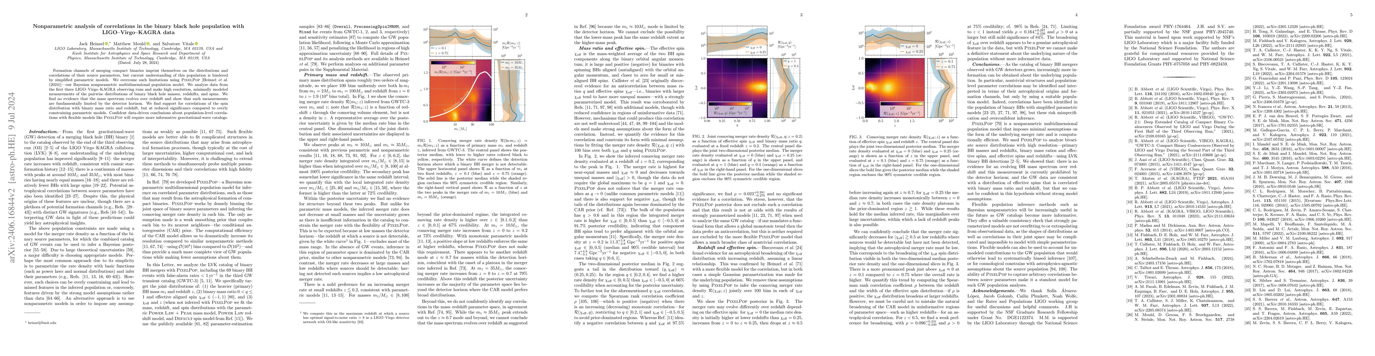 Thumbnail for Nonparametric analysis of correlations in the binary black hole
  population with LIGO-Virgo-KAGRA data