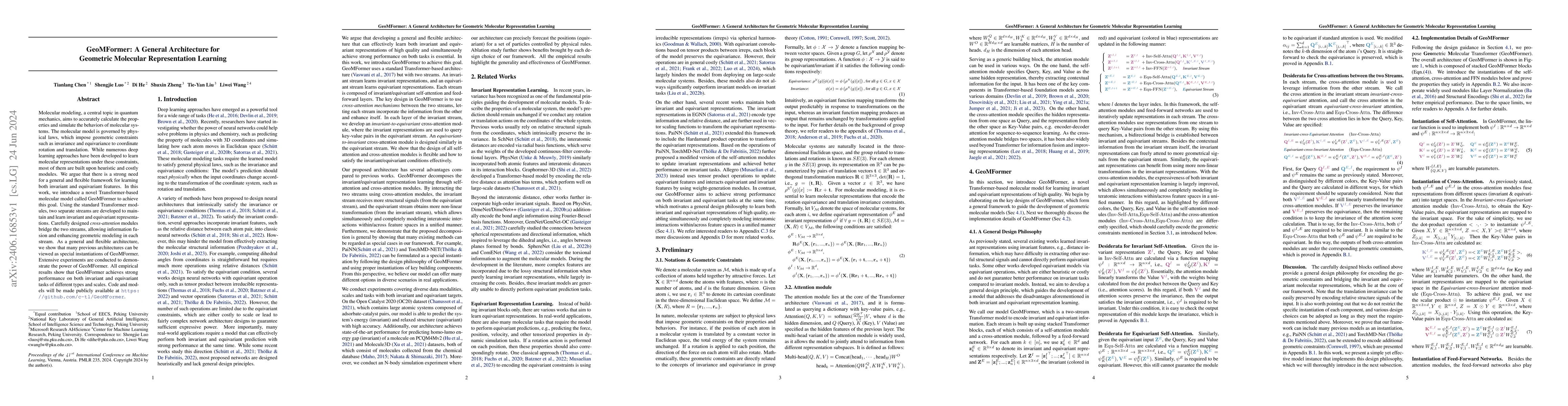 Thumbnail for GeoMFormer: A General Architecture for Geometric Molecular
  Representation Learning
