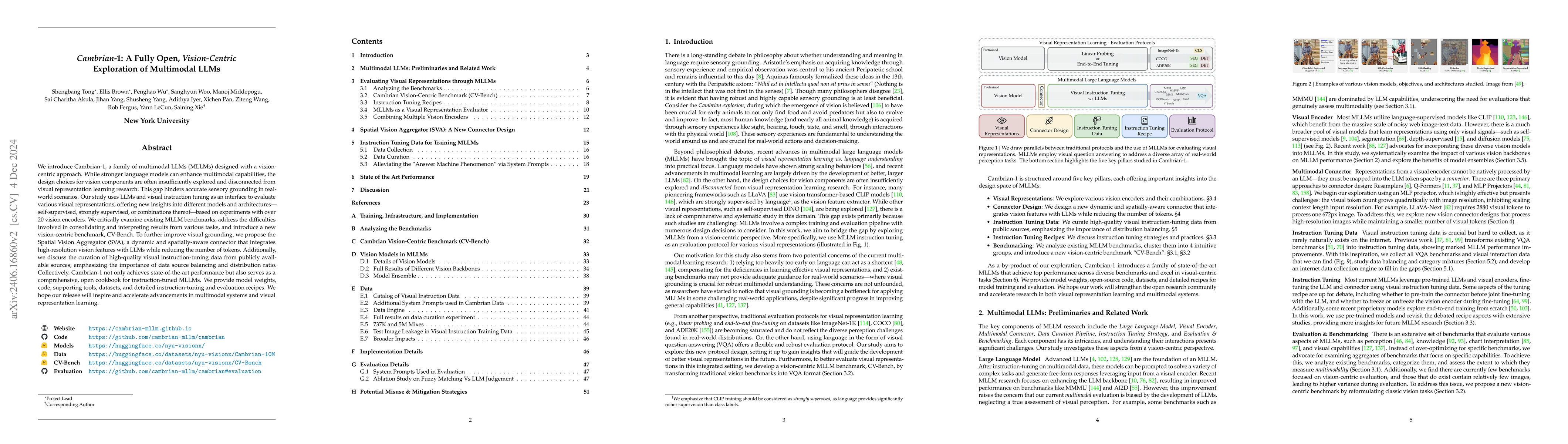 Thumbnail for Cambrian-1: A Fully Open, Vision-Centric Exploration of Multimodal LLMs