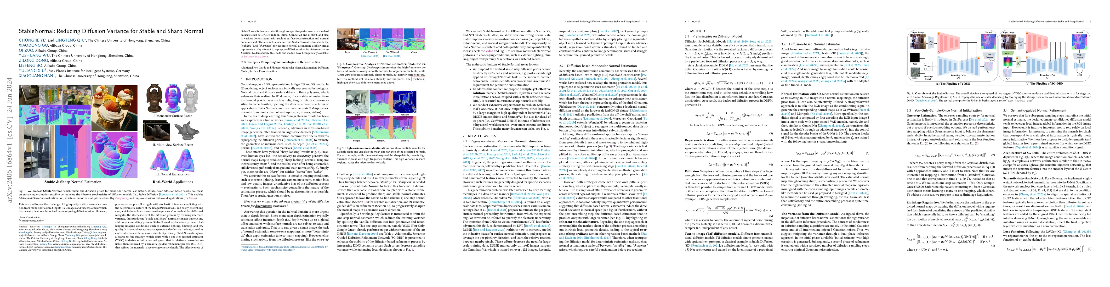 Thumbnail for StableNormal: Reducing Diffusion Variance for Stable and Sharp Normal