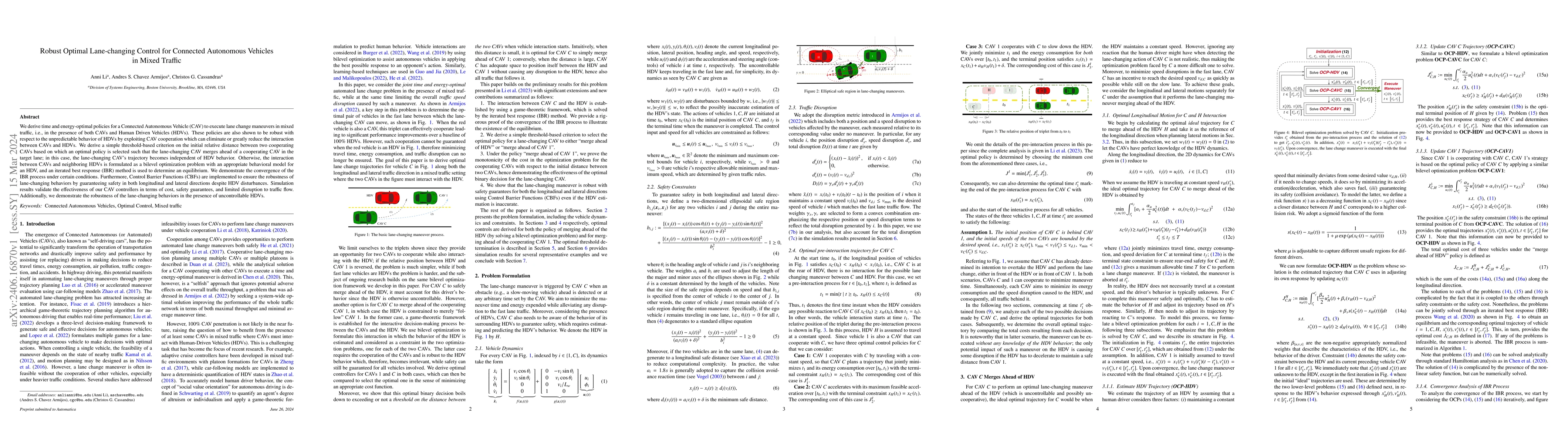 Thumbnail for Robust Optimal Lane-changing Control for Connected Autonomous Vehicles
  in Mixed Traffic