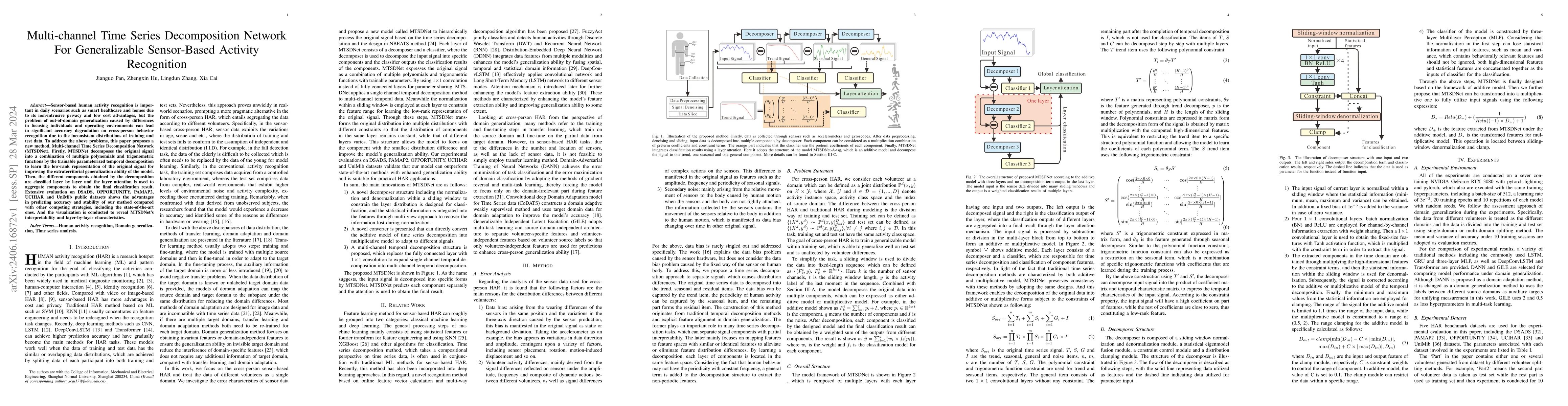Thumbnail for Multi-channel Time Series Decomposition Network For Generalizable
  Sensor-Based Activity Recognition