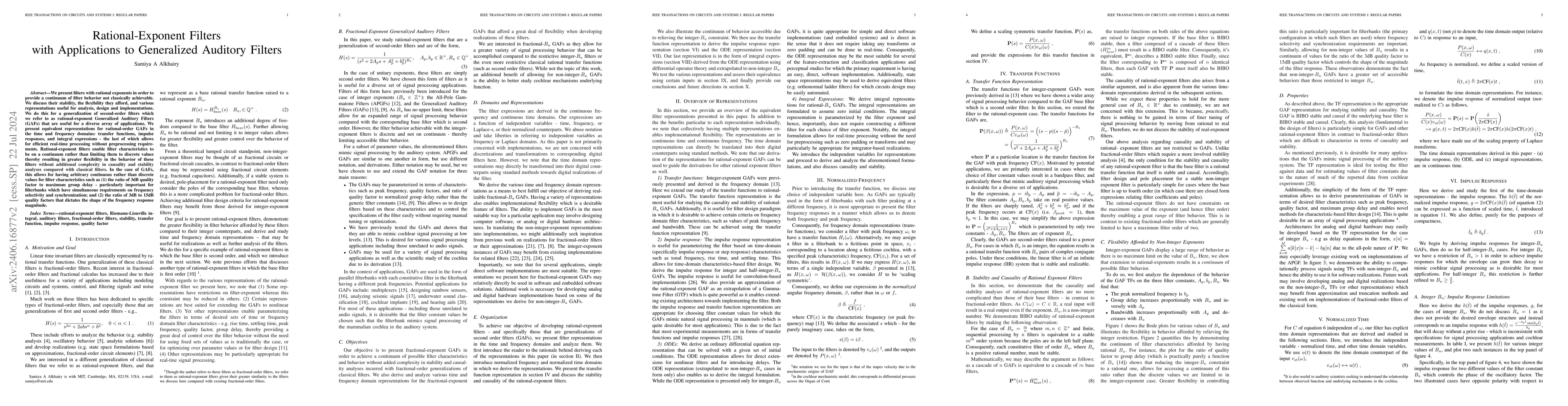 Thumbnail for Rational-Exponent Filters with Applications to Generalized Auditory
  Filterbanks