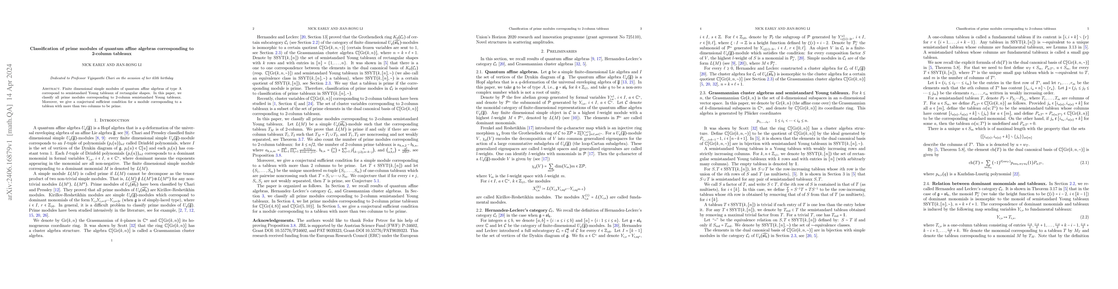 Thumbnail for Classification of prime modules of quantum affine algebras corresponding
  to 2-column tableaux