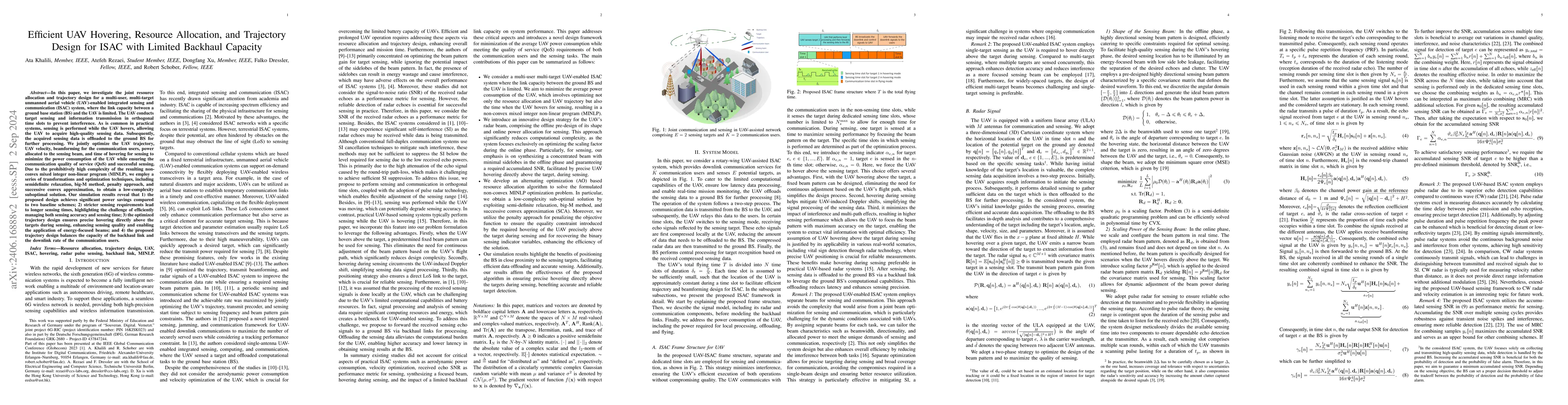 Thumbnail for Efficient UAV Hovering, Resource Allocation, and Trajectory Design for
  ISAC with Limited Backhaul Capacity