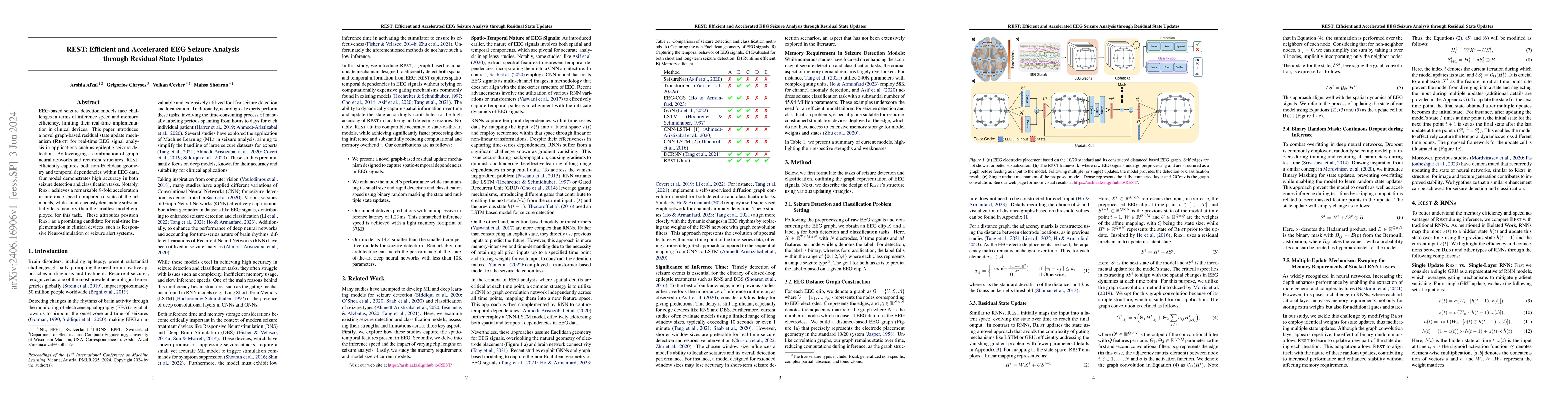 Thumbnail for REST: Efficient and Accelerated EEG Seizure Analysis through Residual
  State Updates