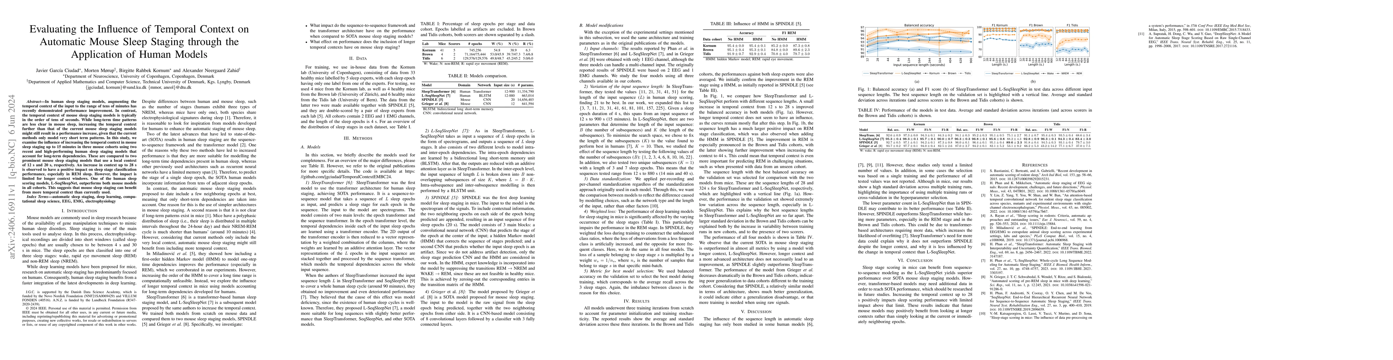 Thumbnail for Evaluating the Influence of Temporal Context on Automatic Mouse Sleep
  Staging through the Application of Human Models