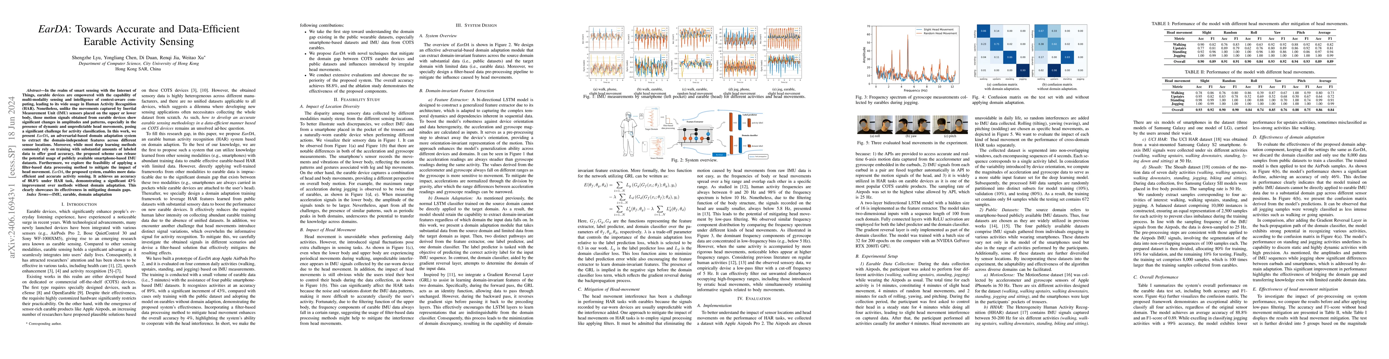 Thumbnail for EarDA: Towards Accurate and Data-Efficient Earable Activity Sensing
