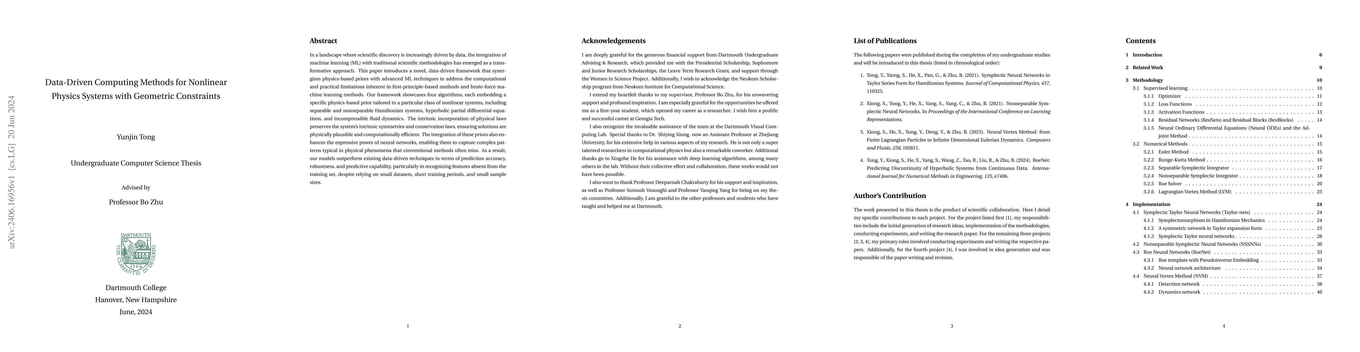 Thumbnail for Data-Driven Computing Methods for Nonlinear Physics Systems with
  Geometric Constraints