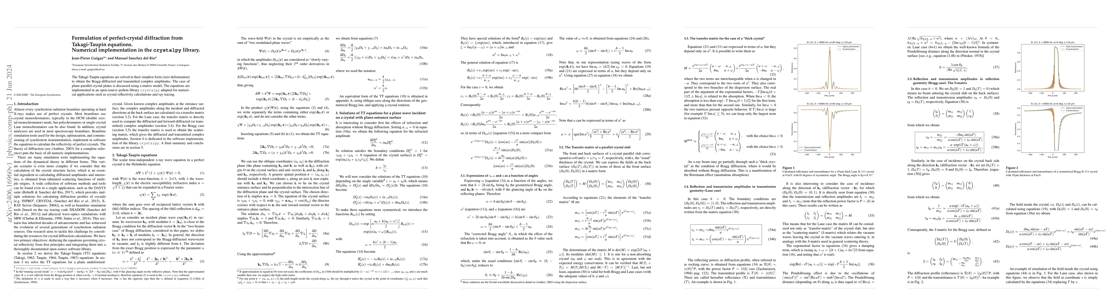 Thumbnail for Formulation of perfect-crystal diffraction from Takagi-Taupin equations.
  Numerical implementation in the crystalpy library