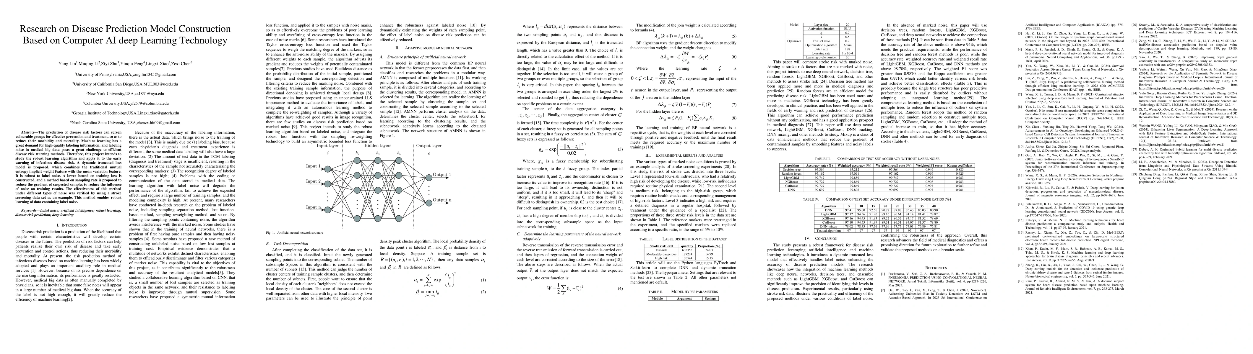 Thumbnail for Research on Disease Prediction Model Construction Based on Computer AI
  deep Learning Technology