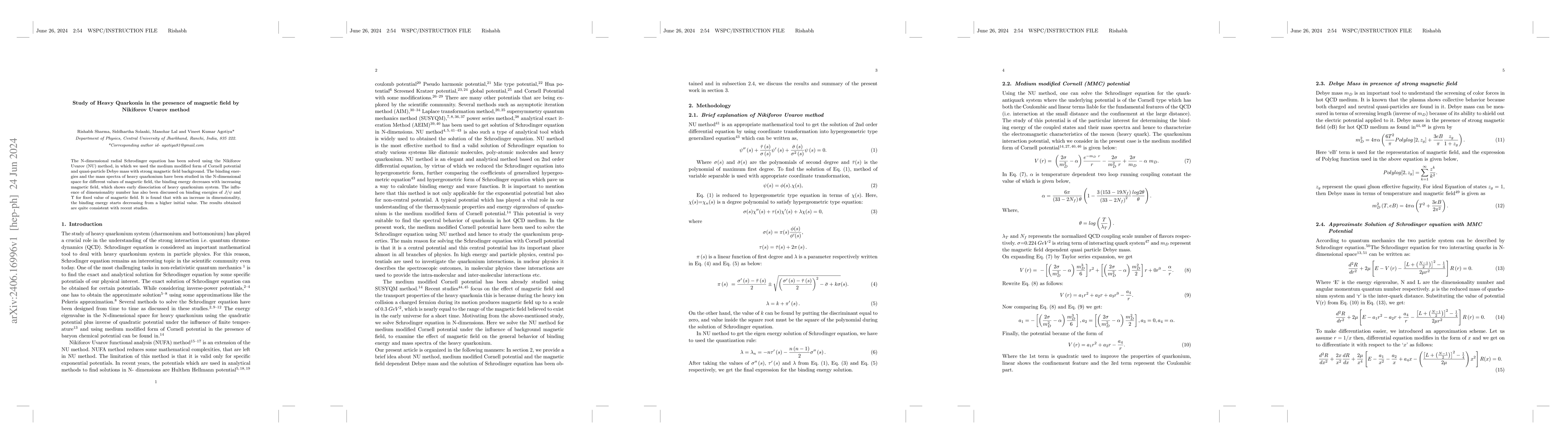 Thumbnail for Study of Heavy Quarkonia in the presence of magnetic field by Nikiforov
  Uvarov method