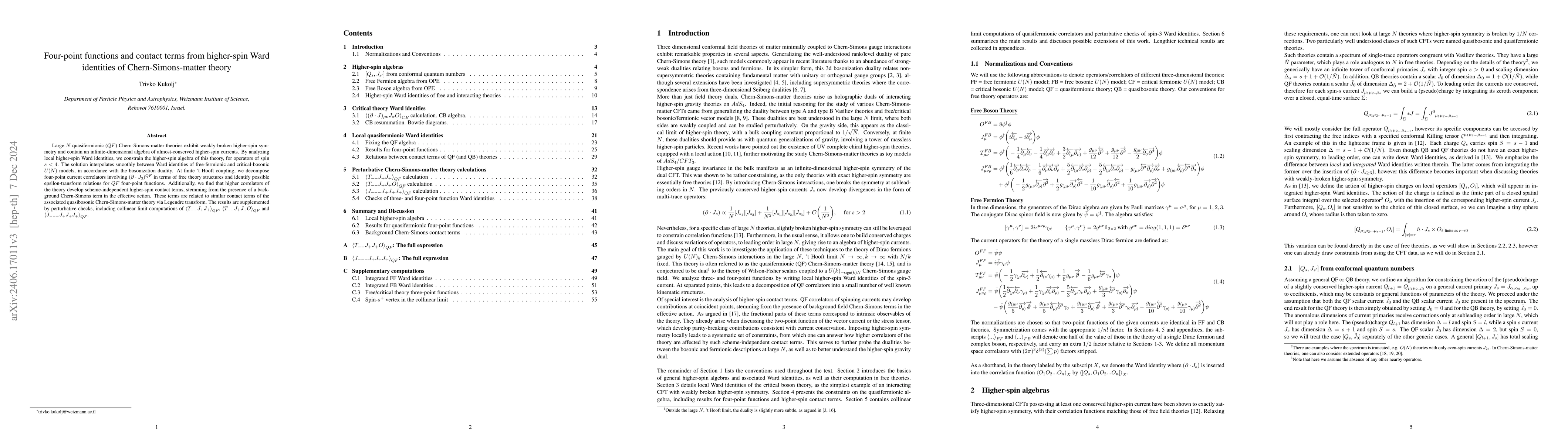 Thumbnail for Four-point functions and contact terms from higher-spin Ward identities
  of Chern-Simons-matter theory