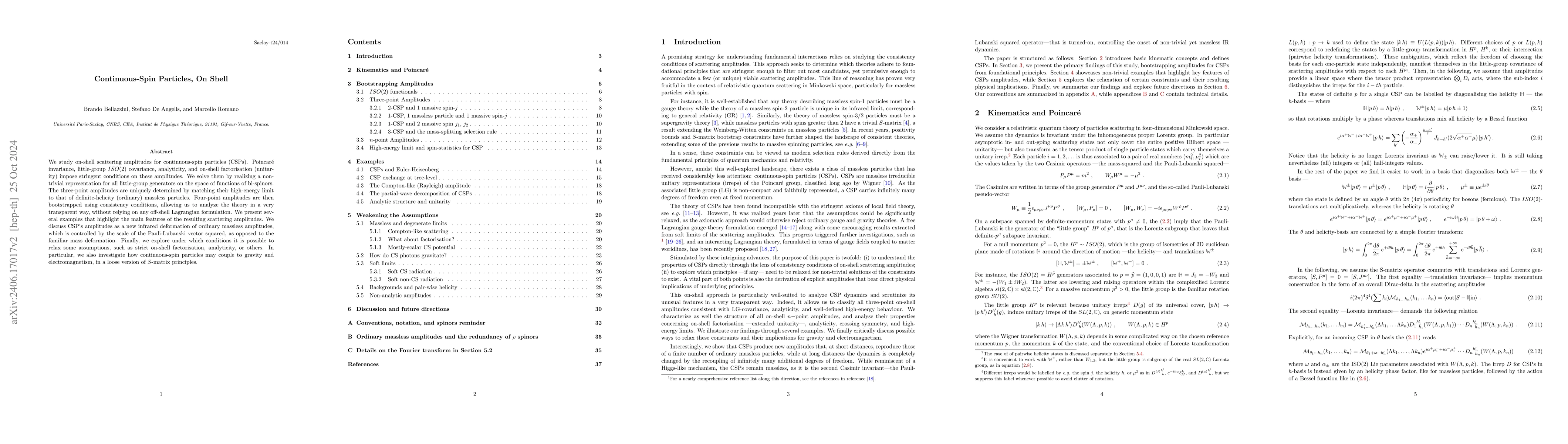 Thumbnail for Continuous-Spin Particles, On Shell