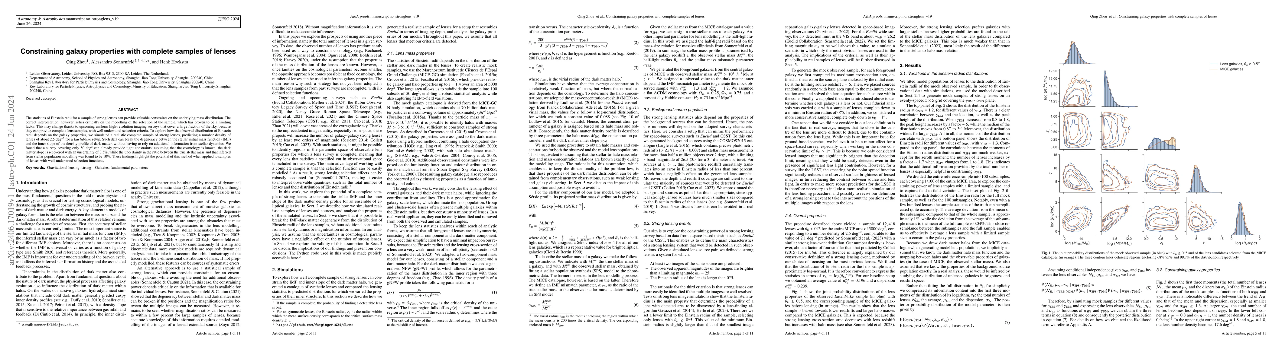 Thumbnail for Constraining galaxy properties with complete samples of lenses