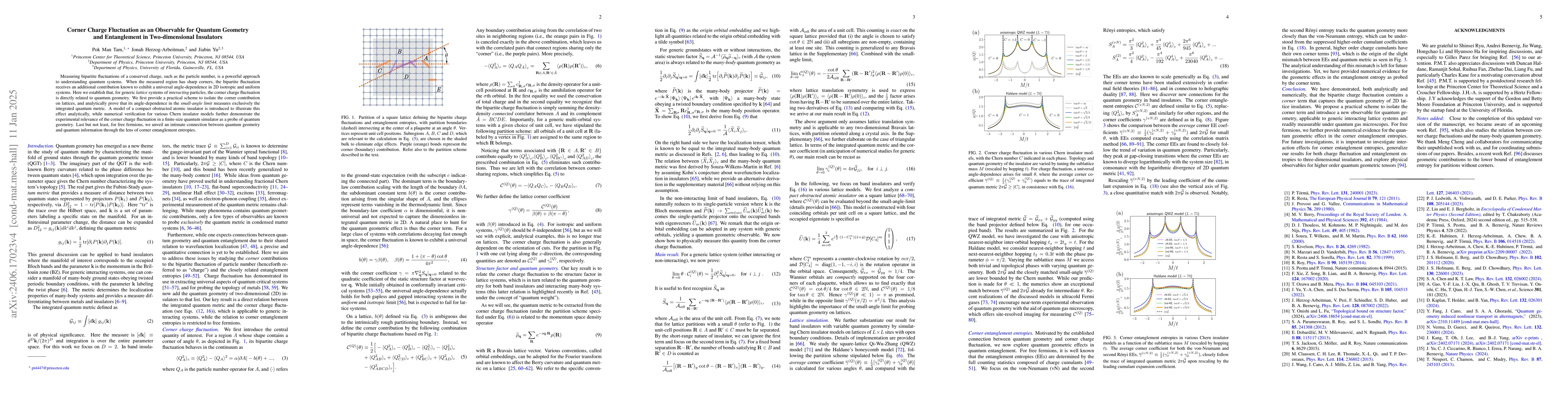Thumbnail for Quantum Geometry and Entanglement in Two-dimensional Insulators: A View
  from the Corner Charge Fluctuation