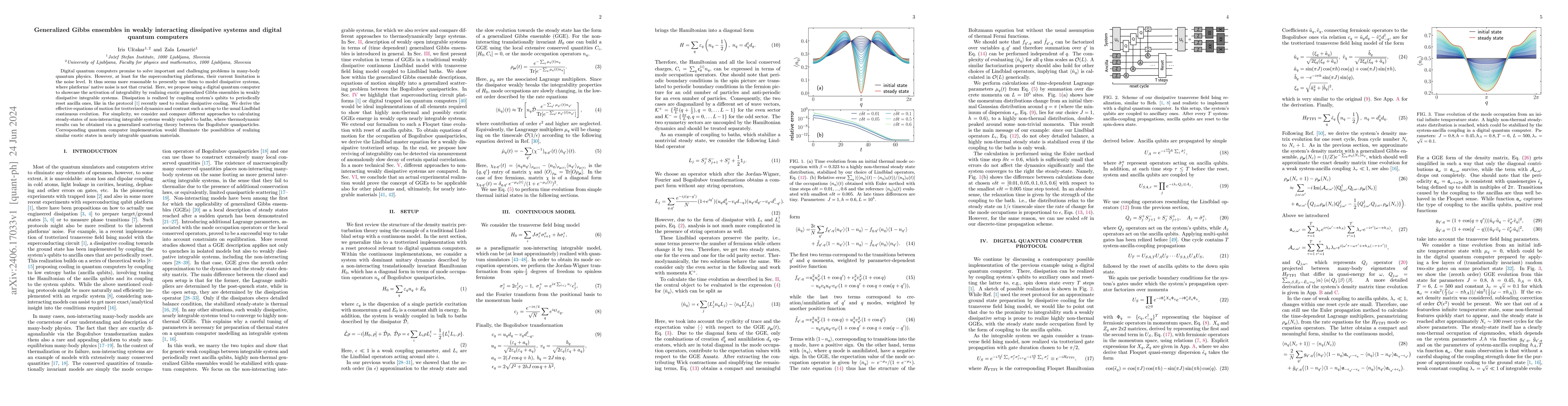 Thumbnail for Generalized Gibbs ensembles in weakly interacting dissipative systems
  and digital quantum computers