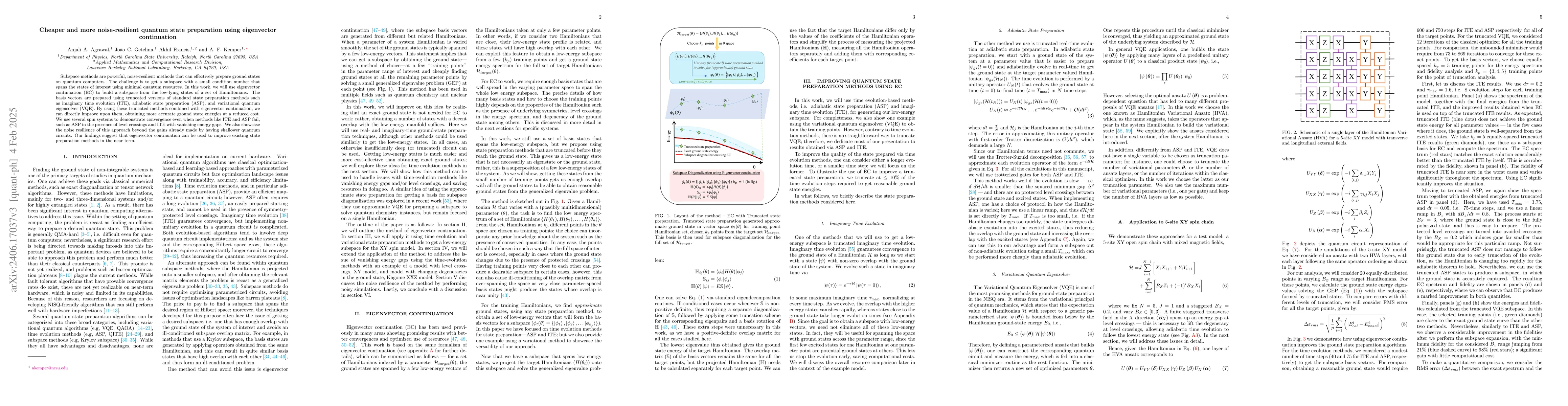 Thumbnail for Cheaper and more noise-resilient quantum state preparation using
  eigenvector continuation
