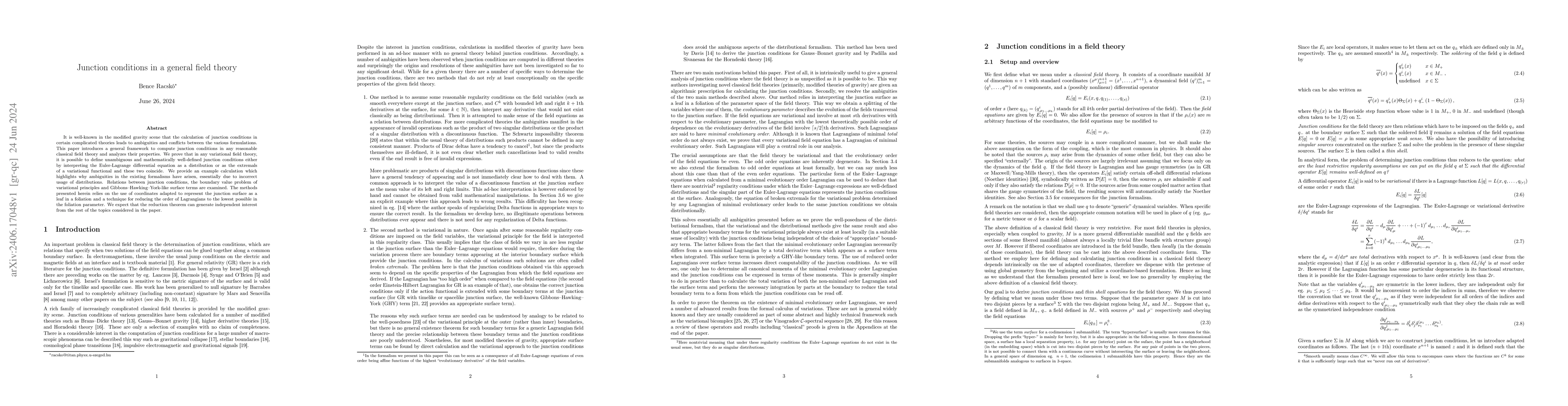 Thumbnail for Junction conditions in a general field theory