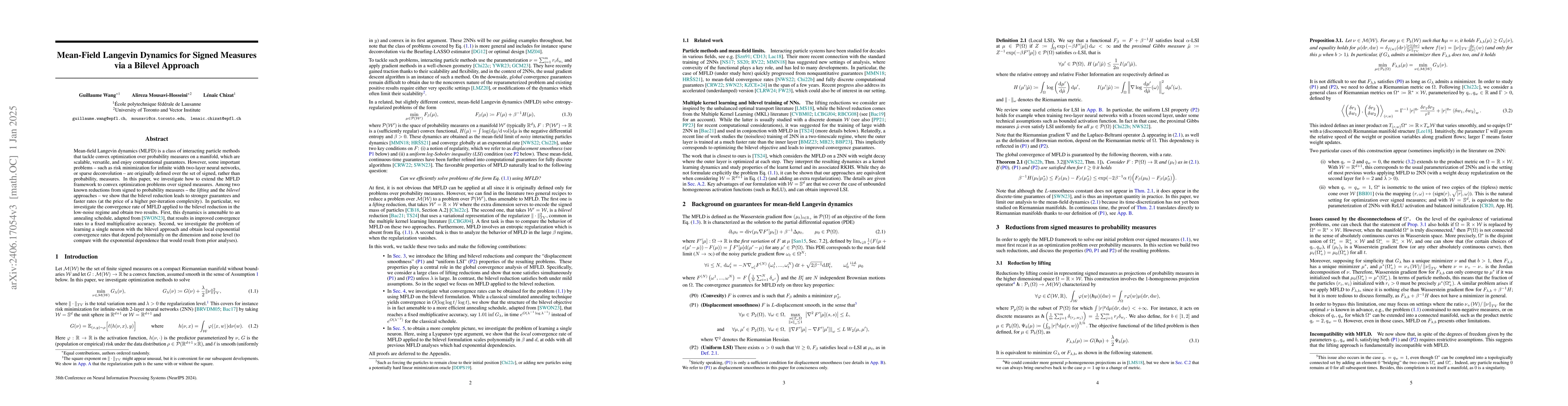 Thumbnail for Mean-Field Langevin Dynamics for Signed Measures via a Bilevel Approach