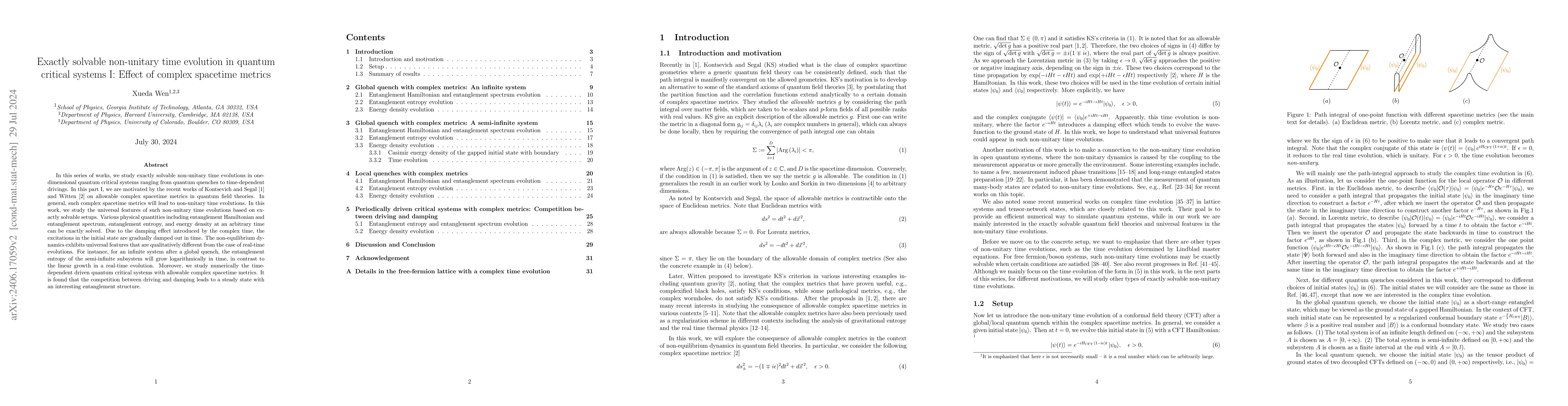 Thumbnail for Exactly solvable non-unitary time evolution in quantum critical systems
  I: Effect of complex spacetime metrics