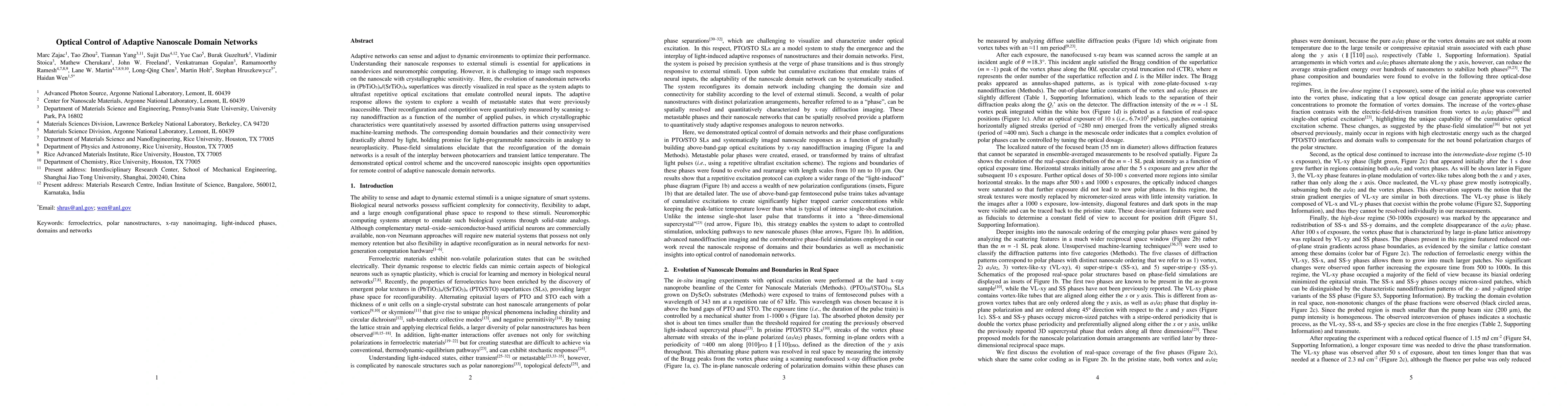 Thumbnail for Optical Control of Adaptive Nanoscale Domain Networks