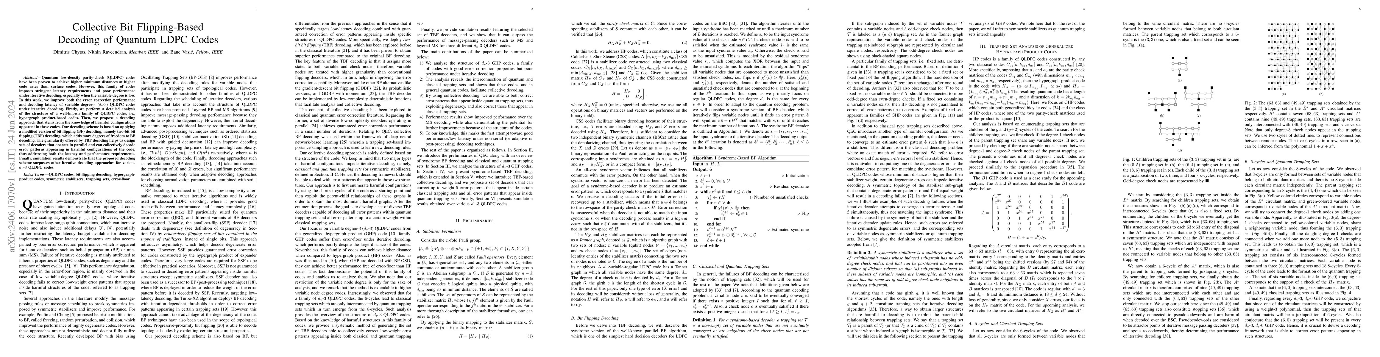 Thumbnail for Collective Bit Flipping-Based Decoding of Quantum LDPC Codes