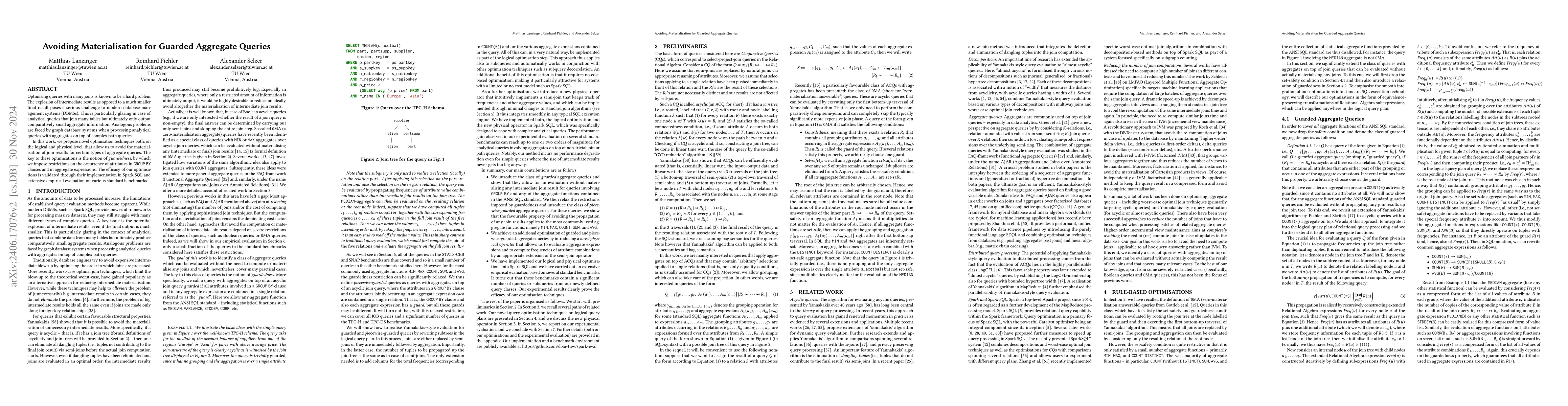Thumbnail for Avoiding Materialisation for Guarded Aggregate Queries
